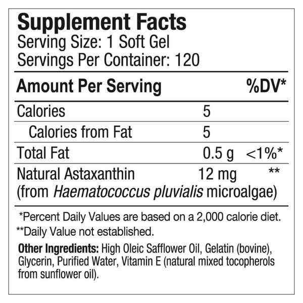BioAstin Hawaiian Astaxanthin 12 mg - 120 Soft Gels - Image 2