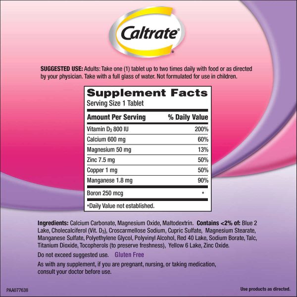 Caltrate Bone Health Advanced Calcium 600+D3 Plus Minerals - 320 Tablets - Image 3
