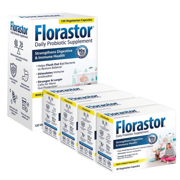 Florastor Daily Probiotic with Vitamin D3 - 120 Vegetarian Capsules - Image 2