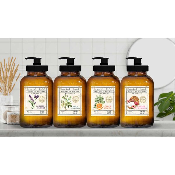 Home and Body Botanical + Herbal Hand Soap Glass Bottles - 8-pack - Image 2