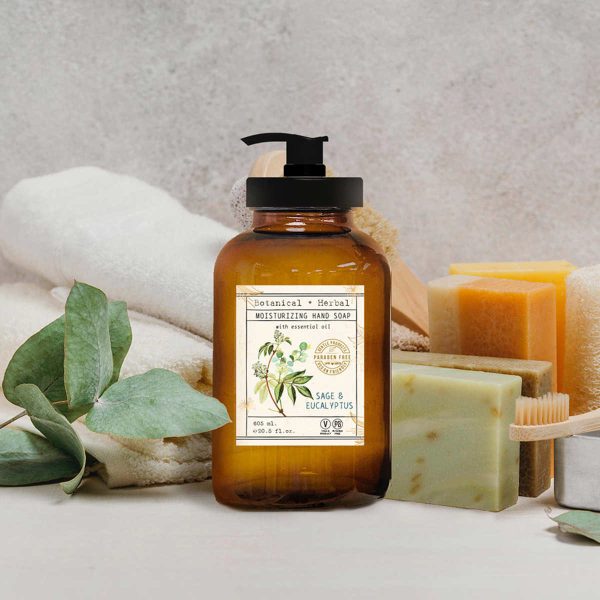 Home and Body Botanical + Herbal Hand Soap Glass Bottles - 8-pack - Image 7