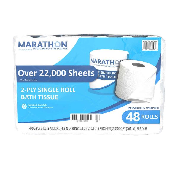 Marathon Jumbo Roll Bath Tissue, 2-Ply, 900 ft Rolls, 6 Rolls - Image 2