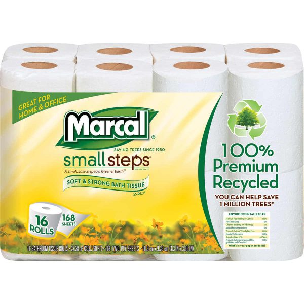 Marcal 100% Recycled 2-Ply Bath Tissue - 168 Sheets - 96 Rolls - Image 2