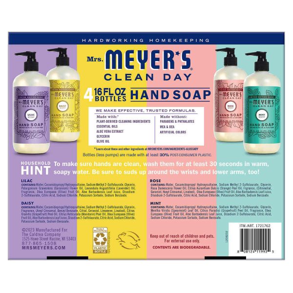 Mrs. Meyer's Clean Day Hand Soap 16 fl oz - 4-pack - Image 2