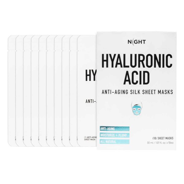 NIGHT Hyaluronic Acid Anti-Aging Silk Sheet Masks - 10-pack - Image 3