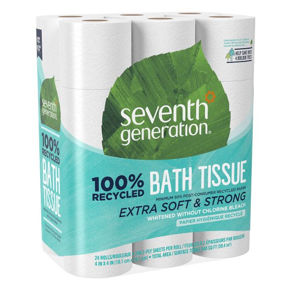 Seventh Generation 100% Recycled 2-Ply Bath Tissue - 240 Sheets - 24 Rolls
