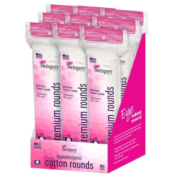 Swisspers Premium Hypoallergenic Cotton Rounds - 900-count