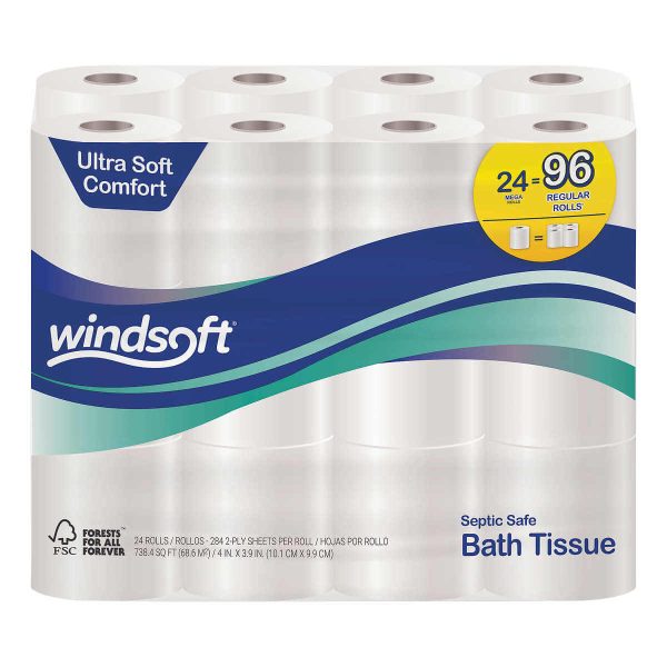 Windsoft 2-Ply Bath Tissue - 284 Sheets - 24 Rolls